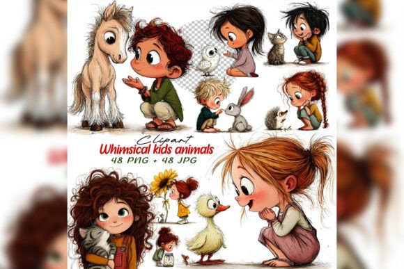 Download Whimsical Cute Kids Clipart Set - Whimsical Collection