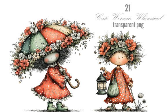 Download Cute Woman Whimsical Clipart - Whimsical Collection