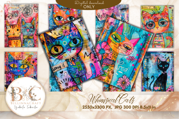 Download Whimsical Cats Colorful Background - Whimsical Collection
