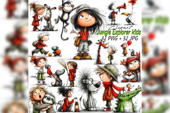 Download Whimsical Jungle Explorer Kids Clipart - Whimsical Collection