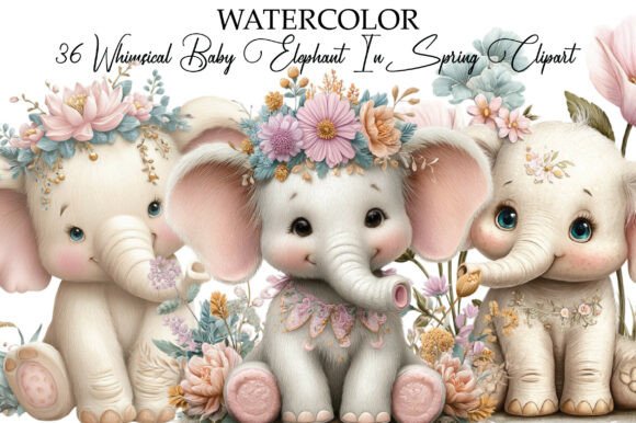 Download Whimsical Baby Elephant Spring Clipart - Whimsical Collection