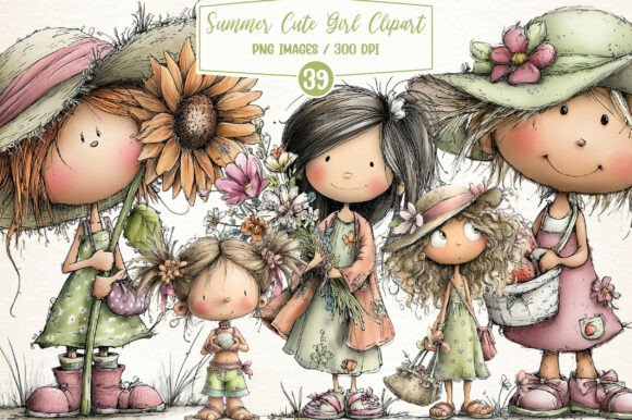Download Whimsical Summer Cute Girl Clipart - Whimsical Collection