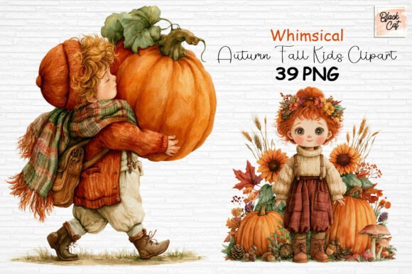 Download Whimsical Autumn Fall Kids Clipart Set - Whimsical Collection