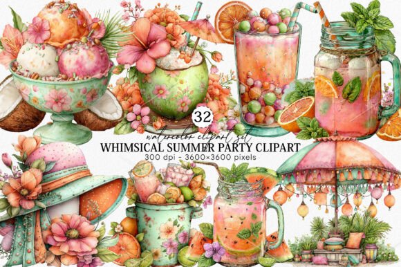 Download Whimsical Summer Party Clipart Bundle - Whimsical Collection
