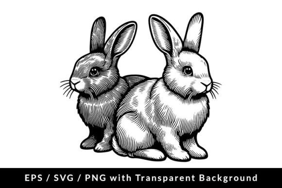 Download Couple of Rabbits Clip Art SVG EPS PNG - Rabbits Collection