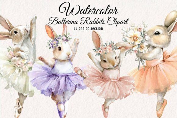 Download Ballerina Rabbits Clipart Bundle - Rabbits Collection