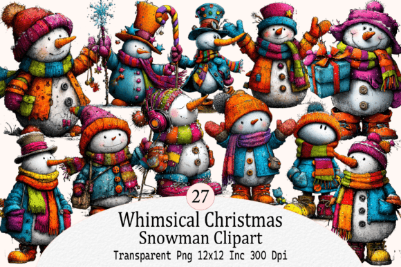 Download Whimsical Christmas Snowman Clipart - Whimsical Collection