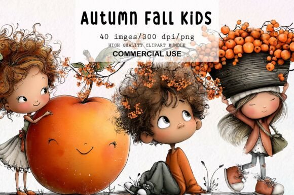 Download Whimsical Autumn Fall Kids Clipart - Whimsical Collection