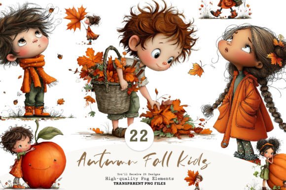 Download Whimsical Autumn Fall Kids Clipart - Whimsical Collection